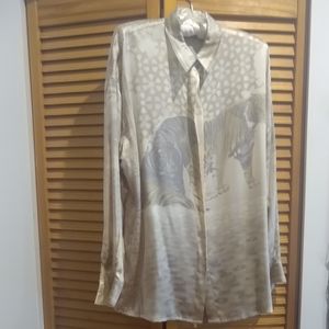 Vintage Escada Silk Blouse with Tiger Motif